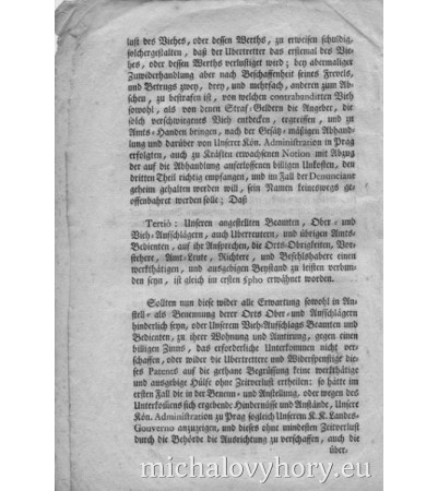 Dekret z období Marie Terezie - cenový výměr dobytka a masa pro Chebsko který platil i zde. Strana 3